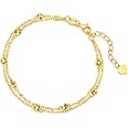 CHOW SANG SANG Dazzling Mirror Gold 999 24K Solid Gold Price-by-Weight 2.24g Gold Bead, Double Layer Chain Bracelet for Women