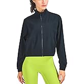 altiland Women's Athletic Running Yoga Gym Track Zip Up Cropped Jackets UPF 50+ Sun Protection Long Sleeve Workout Shirts