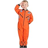 Orange Astronaut Jumpsuit Costume for Toddlers - Zipper Front with Embroidered Patches