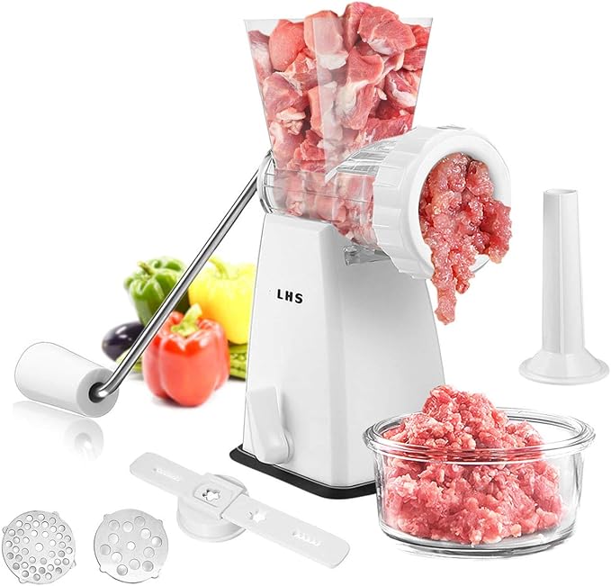 Manual Meat Grinder with Stainless Steel Blades Heavy Duty Powerful Suction Base for Home Use Fast and Effortless for All Meats