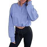 KIRUNDO Womens Fall Fashion 2024 Cropped Sweatshirt Half Zip Pullover Sweatshirts Y2K Crop Workout Tops With Drawstring