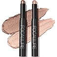 FOCALLURE 2 Pcs Cream Eyeshadow Stick,Brightener Eyeshadow Pencil Crayon,High Pigmented Eye Shadow Pen,Waterproof Long Lastin