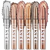 LANGMANNI Eyeshadow Stick, 6 PCS Waterproof Multi-Color Eyeshadow Pen Set, Creamy Long-Lasting Eye Makeup Kit, Natural & Shim