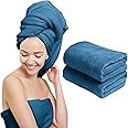 Scala (2 Pack Extra Large Microfiber Hair Towel 24" x 48" Anti Frizz for Long Hair, Multipurpose Bath Towel for Pool, Gym, Yo