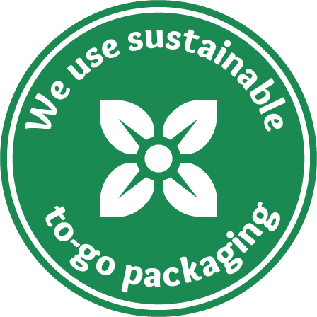 We use sustainable to-go packaging badge