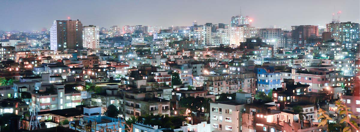 Aerial view of the city of Dhaka, Bangladesh