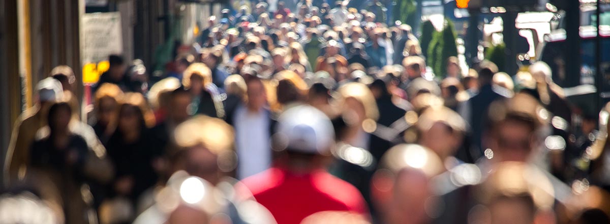 A crowd of people in a street