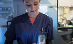 Nurse wearing ID badge