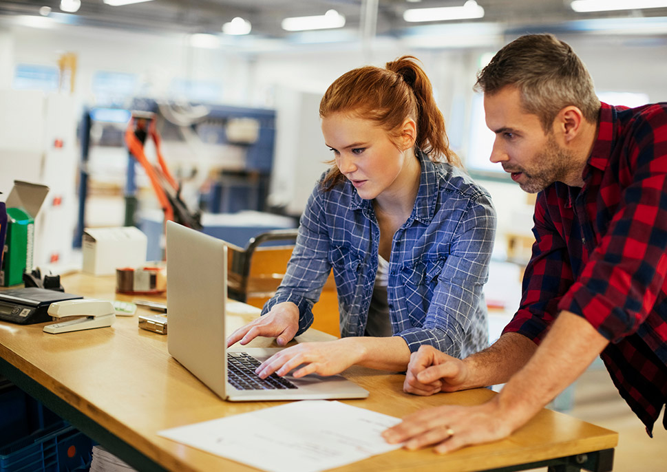 Employees in a print shop