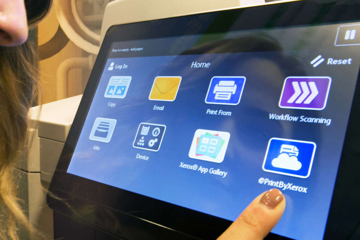 Touchscreen interface of a Xerox MFP with ConnectKey Technology
