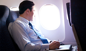 Man riding an airplane