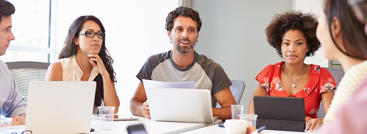 Diverse co-workers in a meeting