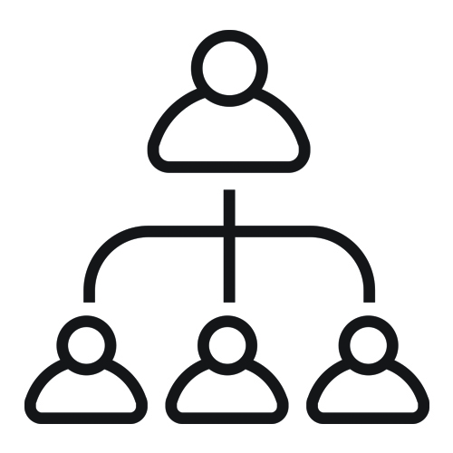 People hierarchy icon in black.