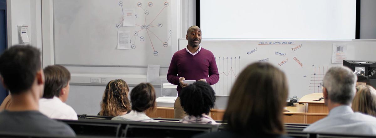 College professor teaching a class