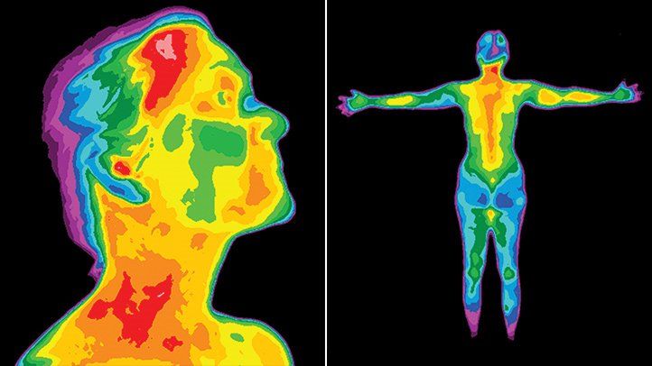 a heat map on a human body, which can represent stress and inflammation