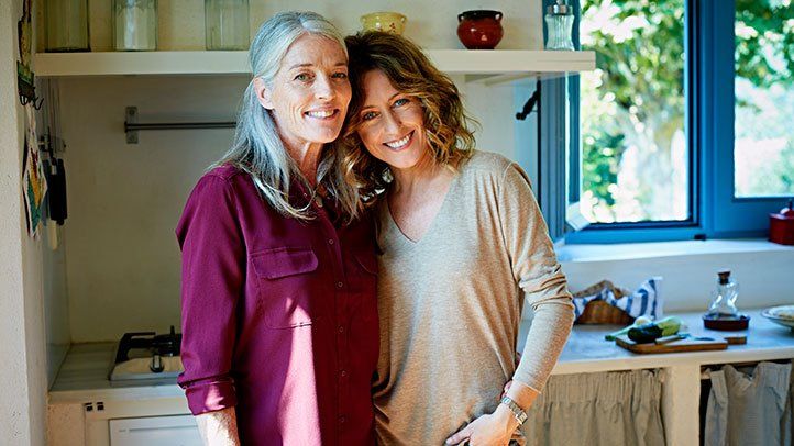 two women standing together