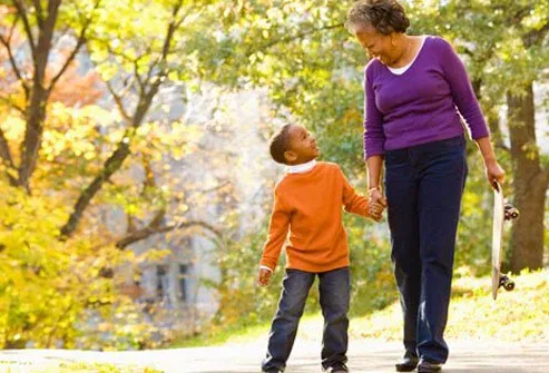 Photo of family walking.