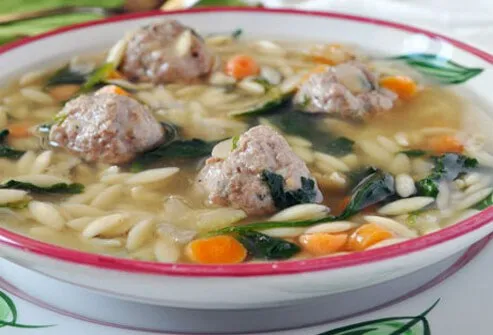 Photo of Italian wedding soup.