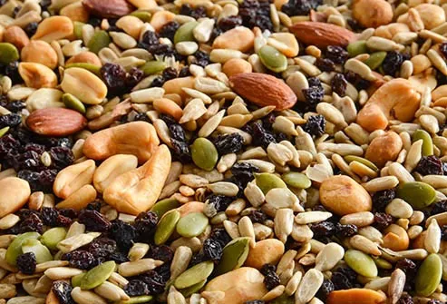 Nuts and seeds provide magnesium and other health benefits. 