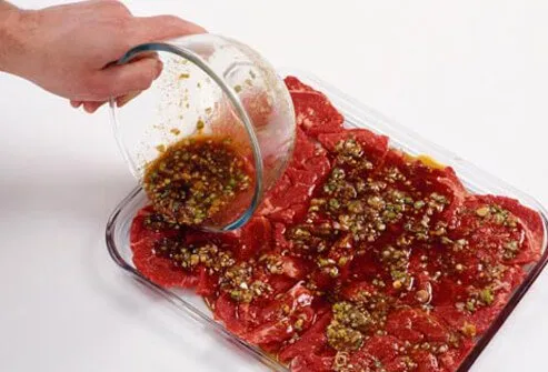 Photo of marinating meat.