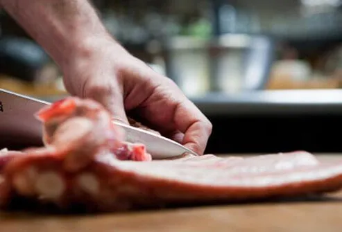 Photo of cutting meat.