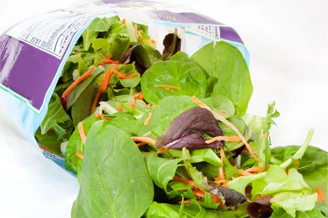 Bagged salad can harbor salmonella and other bacteria. 