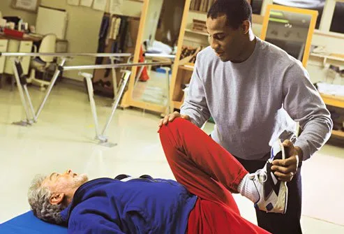 Physical therapy for knee replacement includes exercises for flexibility and strength.