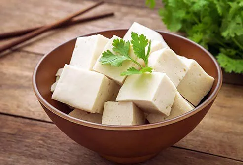 Tofu cubes in a bowl