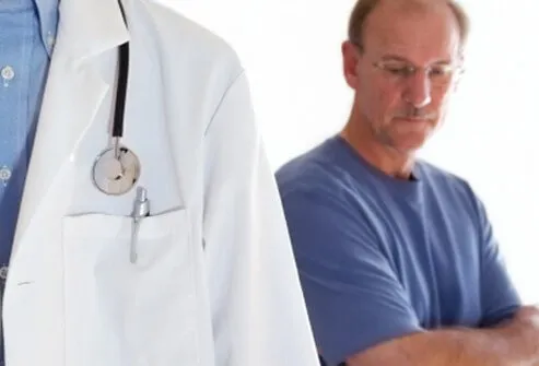 A patient is concerned after a discussion with his doctor.