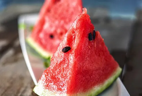 A photo of watermelon slices.