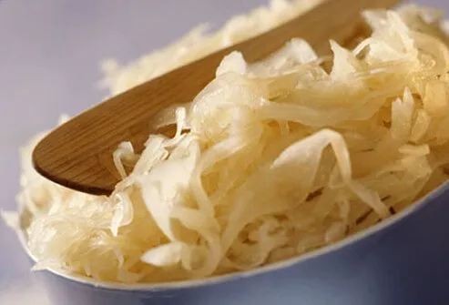 Unpasteurized sauerkraut contains beneficial bacteria. 