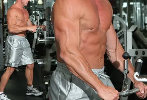 Push the cable down by making your arms straight.