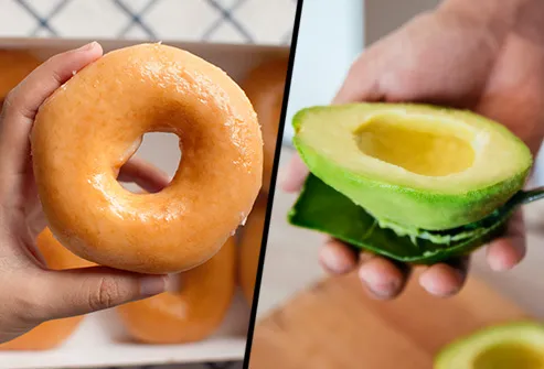 Does a glazed doughnut or avocado have more saturated fat?