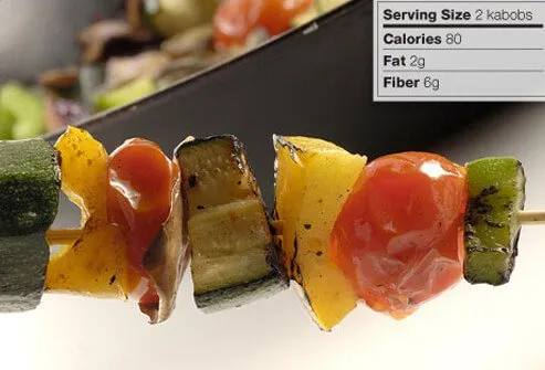 Photo of a veggie kabob.