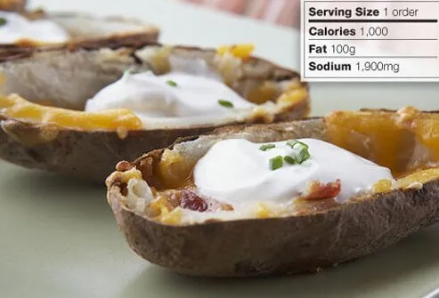 Photo of loaded potato skins.