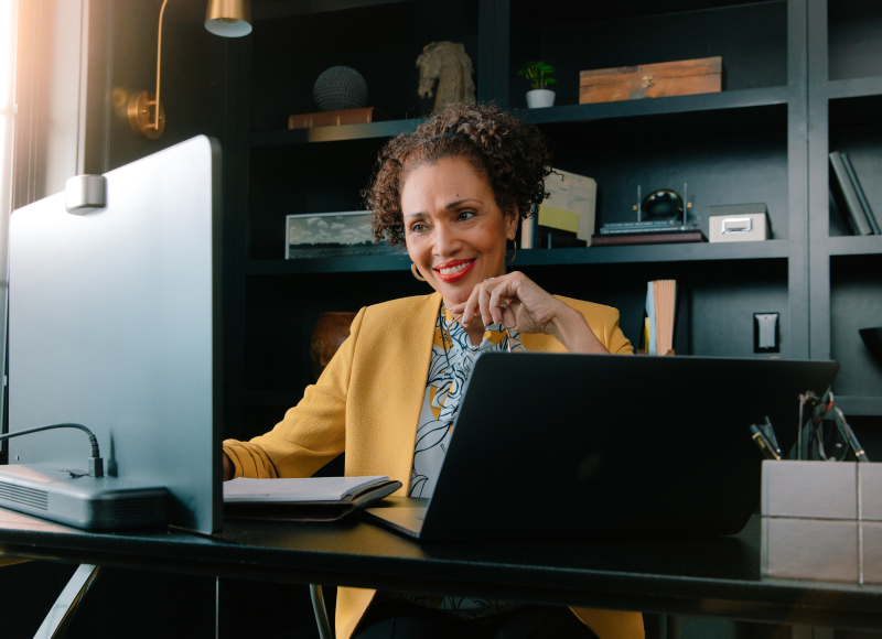 Woman working on the computer