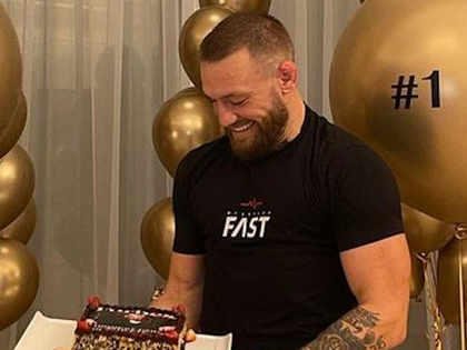 Conor McGregor Forbes Celebration Cake Balloons Whiskey Photos 1