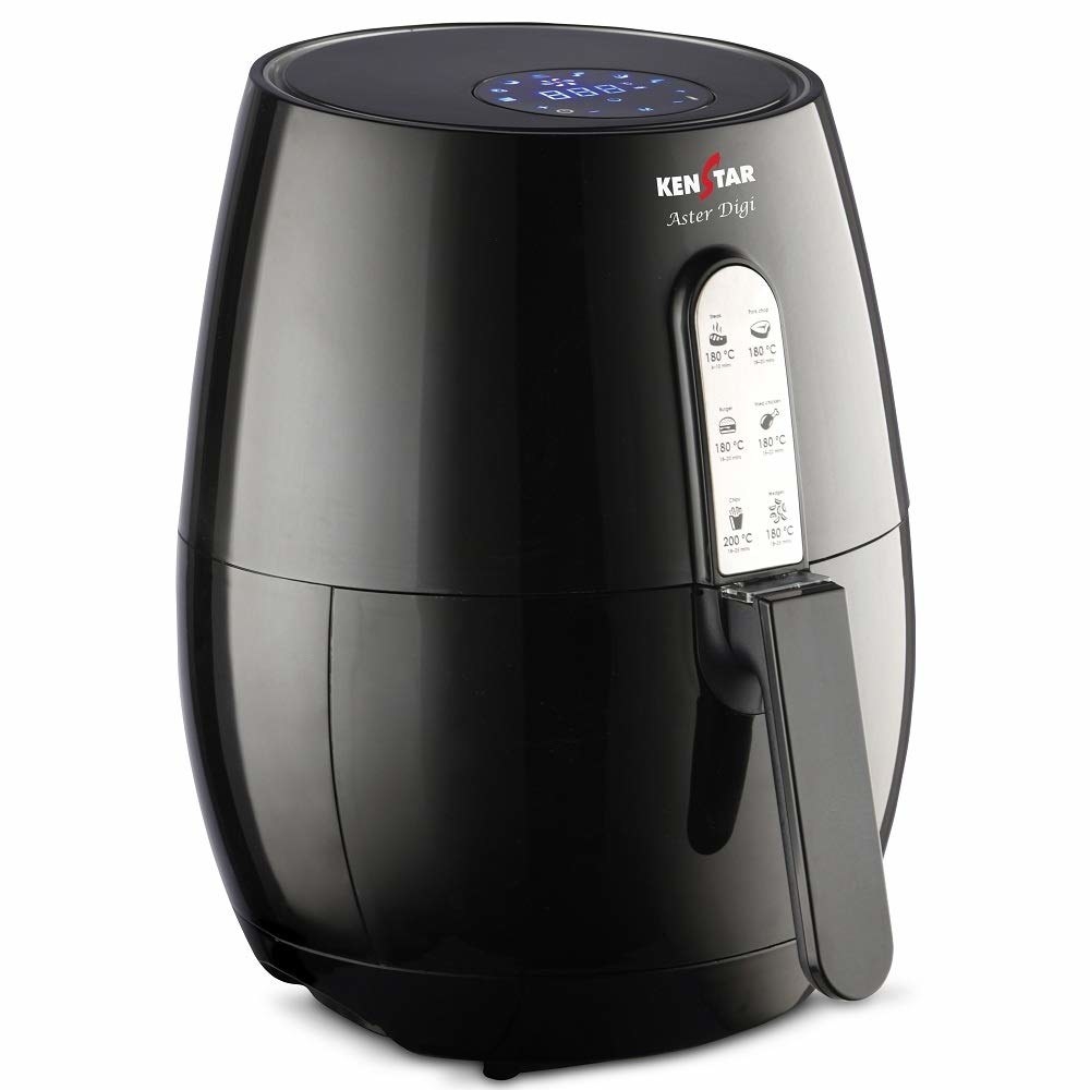 A black air fryer