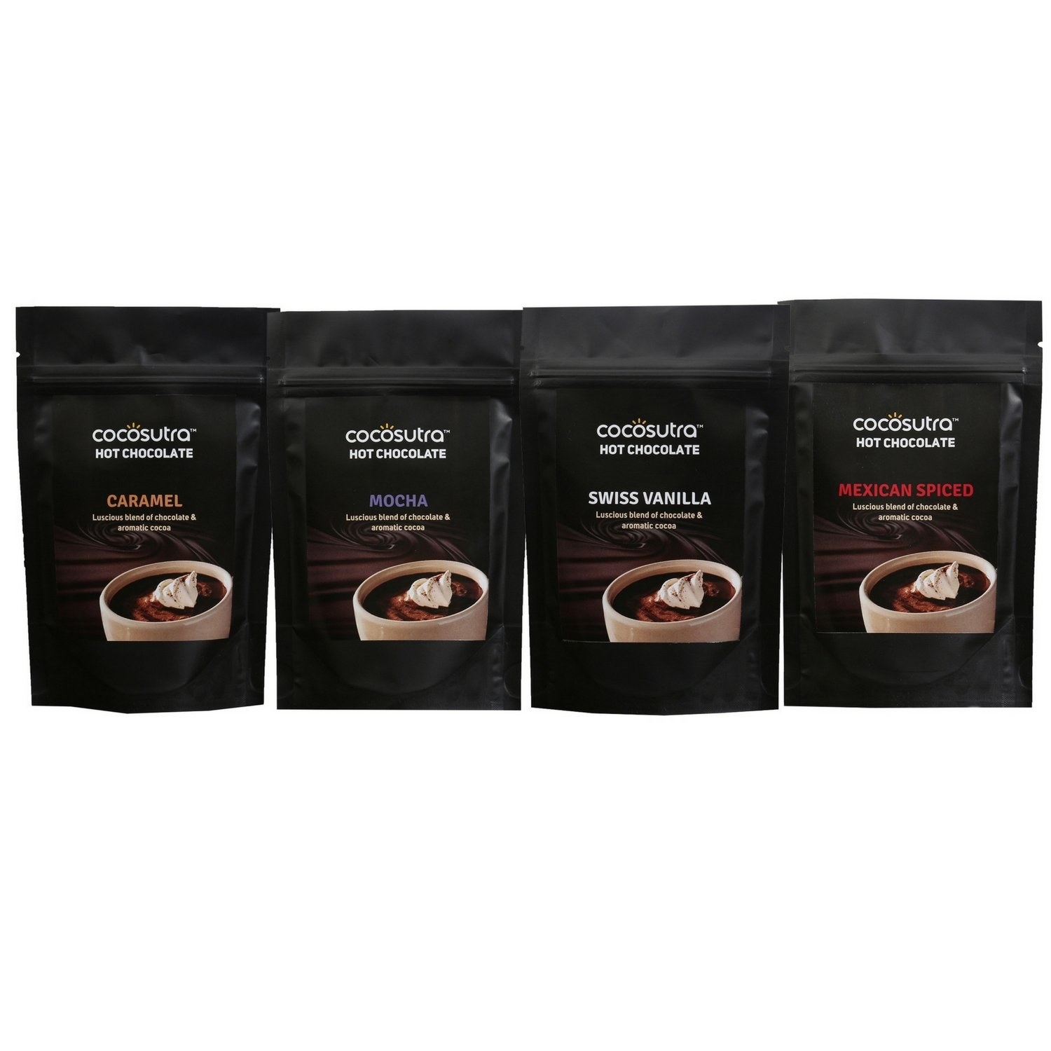 A set of 4 hot chocolate blends