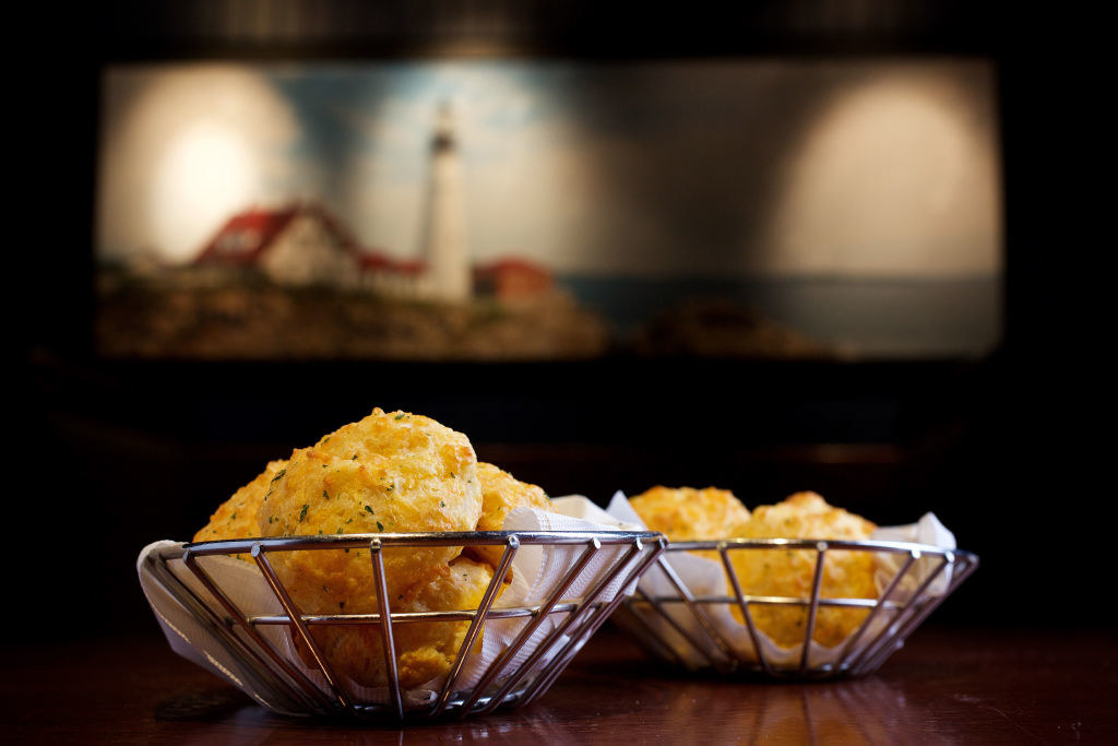 Two baskets of the cheddar biscuits