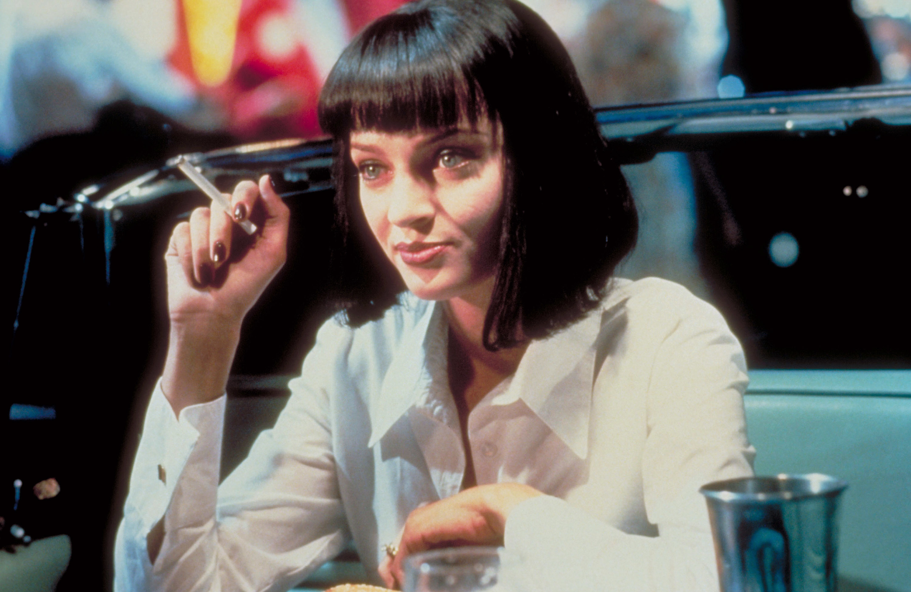 Uma Thurman holding a cigarette in &quot;Pulp Fiction.&quot;