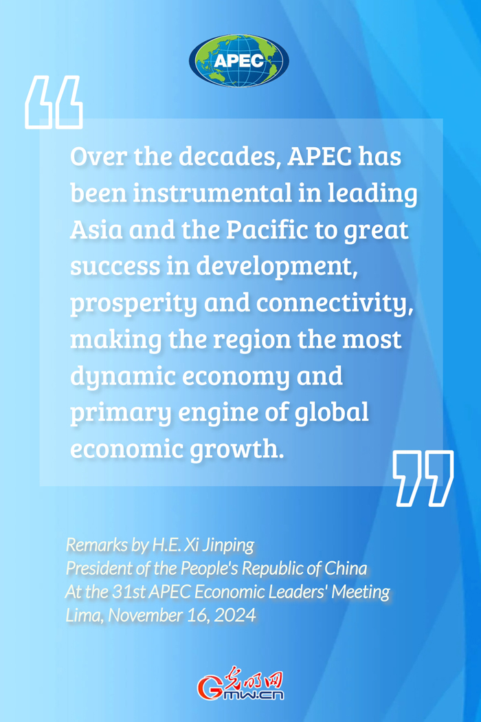 Poster: Highlight of address by Chinese President Xi Jinping at 31st APEC Economic Leaders' Meeting