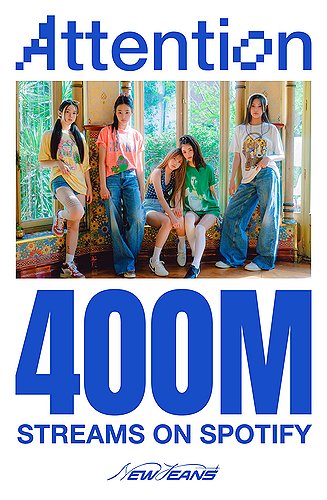 NewJeans' 'Attention' tops 400 mln streams on Spotify