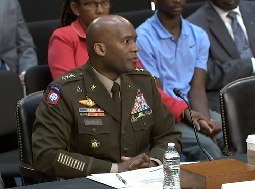 Gen. Xavier Brunson speaks during a confirmation hearing of the Senate Armed Services Committee in Washington on Sept. 17, 2024 in this photo captured from a livestream from the committee's website. (PHOTO NOT FOR SALE) (Yonhap)