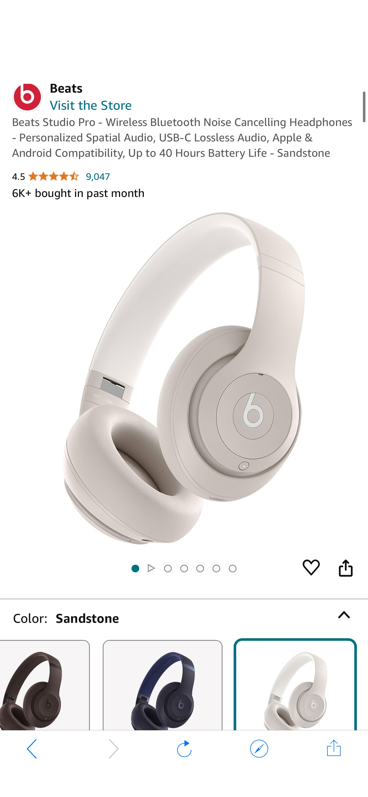 Amazon.com: Beats Studio Pro - Wireless Bluetooth Noise Cancelling Headphones - Personalized Spatial Audio, USB-C Lossless Audio, Apple & Android Compatibility, Up to 40 Hours Battery Life - Black : E