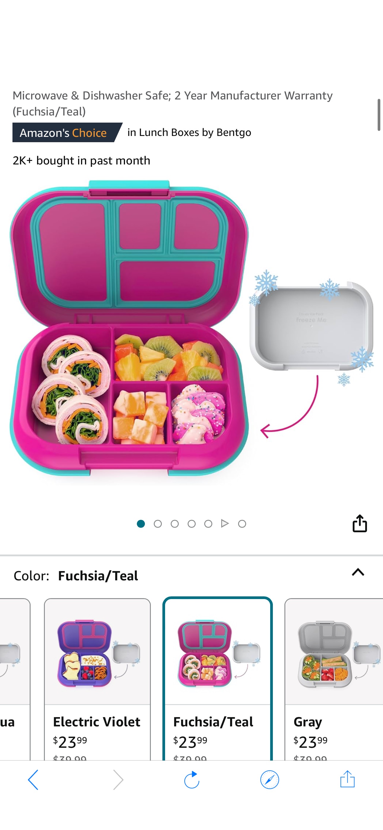 Amazon.com: Bentgo® Kids Chill Leak-Proof Lunch Box - Included Reusable Ice Pack Keeps Food Cold; 4-Compartment Bento Lunch Container; Microwave & Dishwasher Safe; 2 Year Manufacturer Warranty (Fuchsi