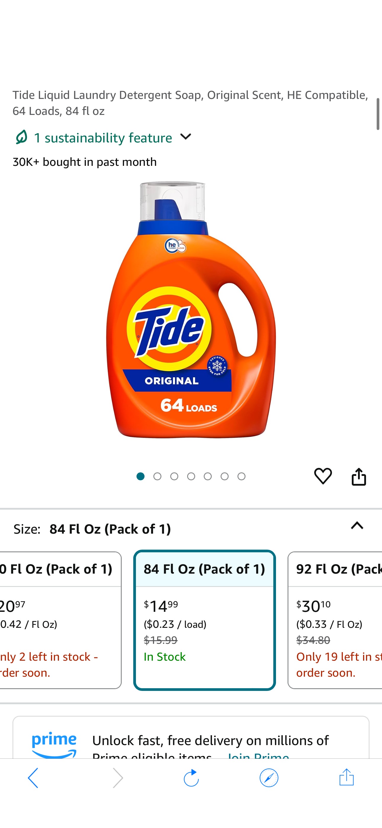 Amazon.com: Tide Liquid Laundry Detergent Soap, Original Scent, HE Compatible, 64 Loads, 84 fl oz : Health & Household