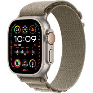 AppleWatch Ultra 2 [GPS + Cellular 49mm] Smartwatch with Rugged Titanium Case & Olive Alpine Loop Small. Fitness Tracker, Precision GPS, Action Button, Extra-Long Battery Life, Carbon Neutral