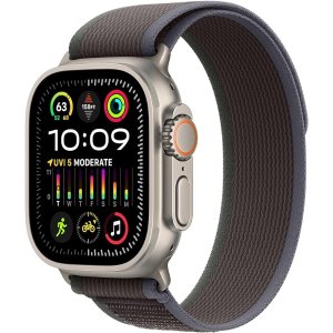 AppleWatch Ultra 2 [GPS + Cellular 49mm] Smartwatch with Rugged Titanium Case & Blue/Black Trail Loop S/M. Fitness Tracker, Precision GPS, Action Button, Extra-Long Battery Life, Carbon Neutral