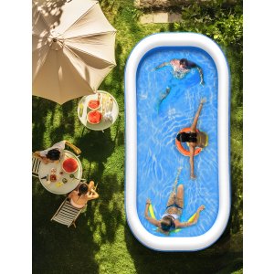 Inflatable Pool, 118'' x 72'' x 20'' Inflatable Swimming Pool for Summer Water Party BPA-Free Above Ground Blow up Kiddie Pool Ball/Sand Pit,Backyard Outdoor Indoor Age 3+, Rectangle